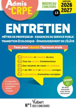 Admis au CRPE 2026-2027 - Epreuve orale d’admission L3 - Entretien