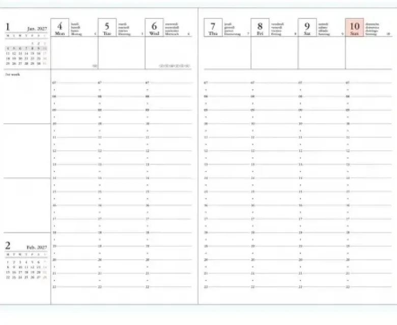 Agenda A6 2027 ILLUSTRATION WAVE - Bleu et rose