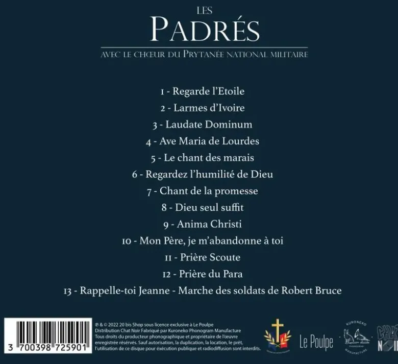 AlbumCD 12 CM LP Les Padrés avec le chœur du Prytanée National Militaire