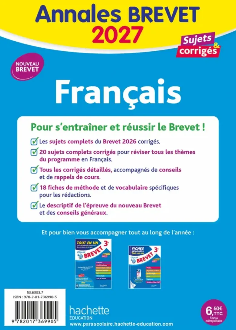 Annales Brevet 2027 - Français 3e - sujets et corrigés