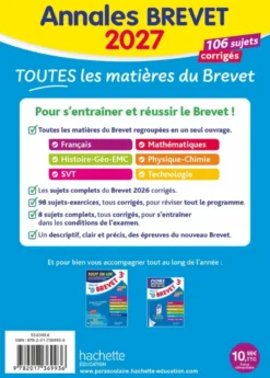 Annales Brevet 2027 - Tout-en-un 3e - sujets et corrigés