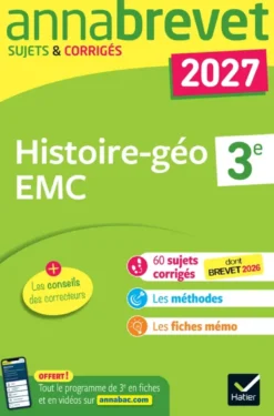 Annales du brevet 2027 - Annabrevet Histoire-géographie EMC 3e