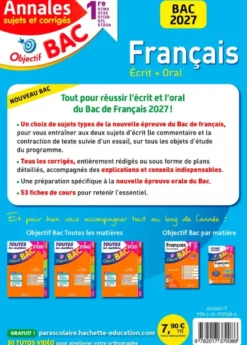 Annales Objectif BAC 2027 - Français 1res STMG - STI2D - ST2S - STL - STD2A - STHR - sujets et corri