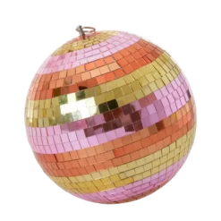 Boule disco à facettes - Rayures et or - 25 cm