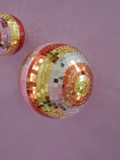 Boule disco à facettes - Rayures et or - 25 cm