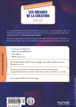 Cahier d'entraînement : Les arcanes de la création - Français-philosophie - 2026-2027