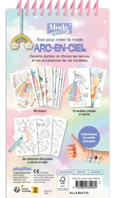 Carnet créatif Mode Academy Arc-en-ciel (avec un bracelet) NE