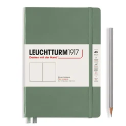 Carnet de notes Medium (A5), Couverture rigide, 251 pages num., Olive, blanc