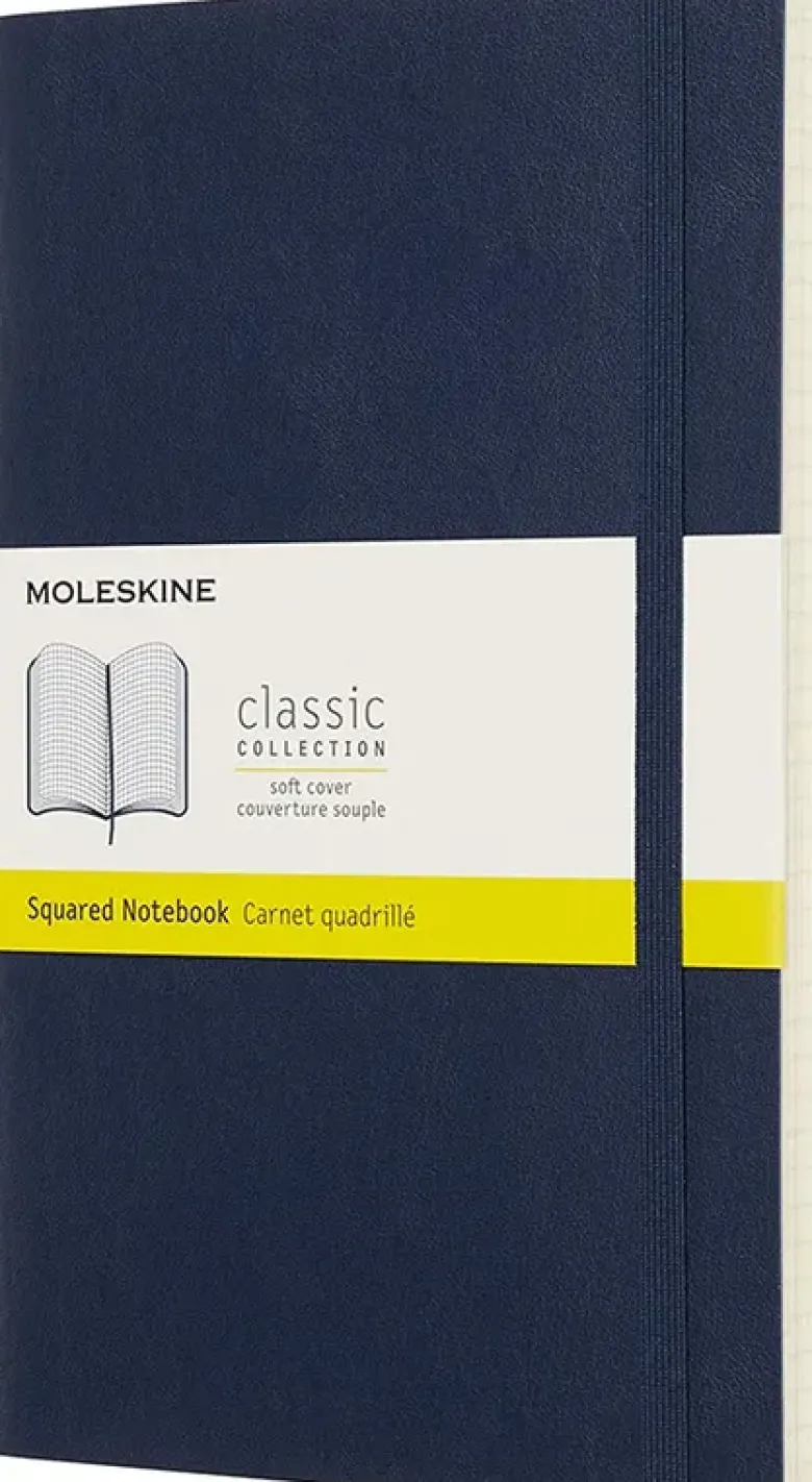 Carnet grand format souple - Pages quadrillées - Marine
