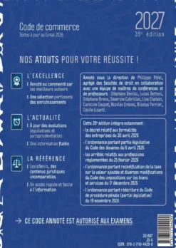 Code de commerce 2027 jaquette A la manière de Matis