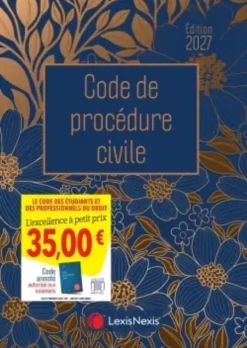 Code de procédure civile2027 Jaquette Fleurs dorées