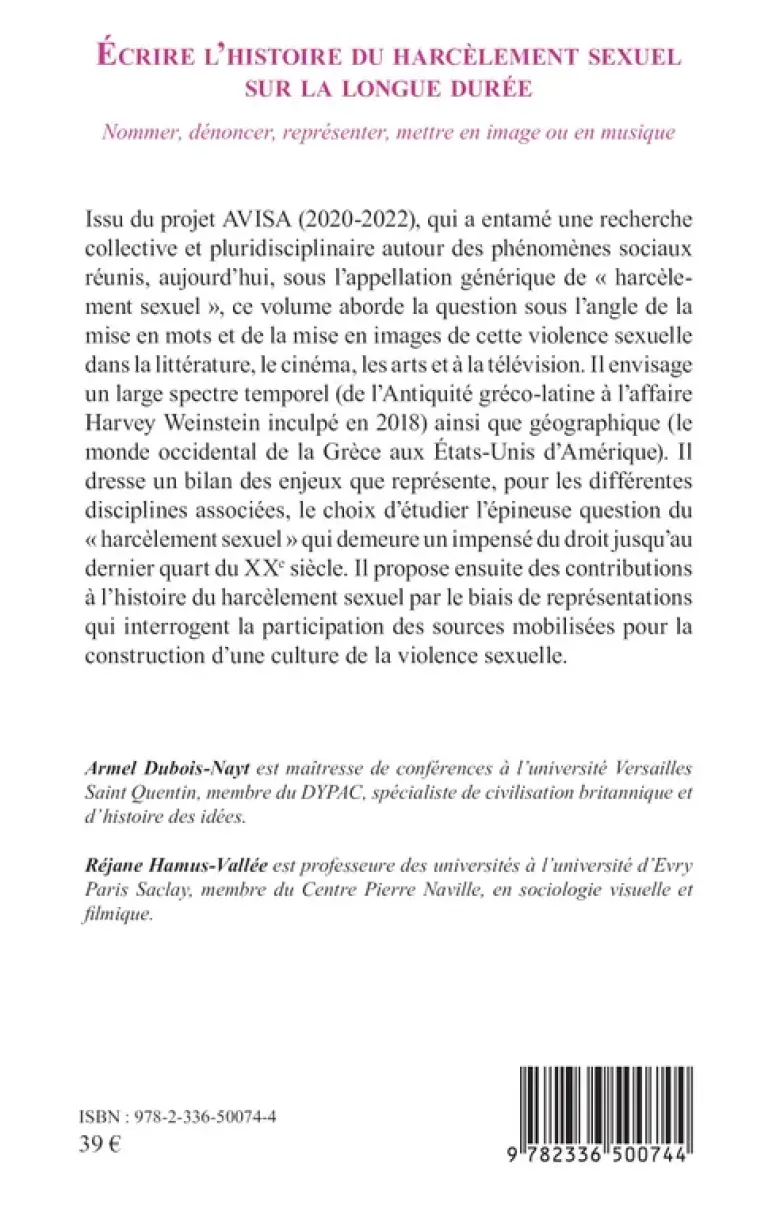 Écrire l’histoire du harcèlement sexuel sur la longue durée