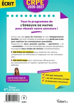 CRPE 2026-2027 - Maths : 200 fiches et mind-maps pour se remettre à niveau - épreuve écrite d’admissibilité