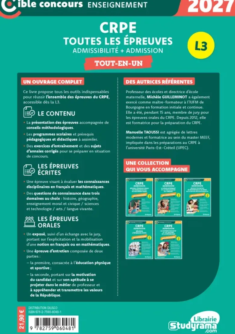 CRPE – Toutes les épreuves (admissibilité + admission) – Session 2027 – L3