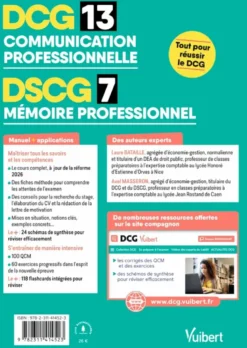 DCG 13 - Communication professionnelleDSCG 7 - Mémoire professionnelAvec applications - Réforme 2026-2027