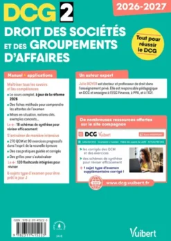 DCG 2 - Droit des sociétés et des groupements d'affaires : Manuel et Applications - Réforme 2026-2027