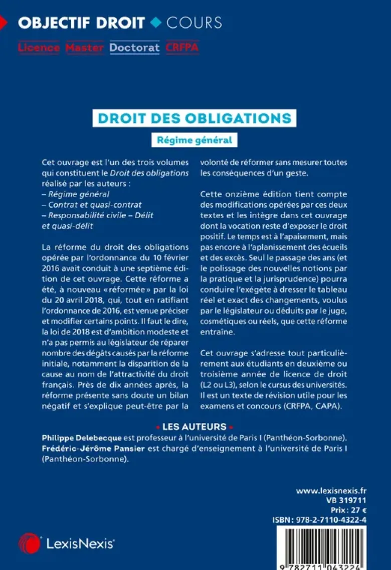 Droit des obligations - Régime général