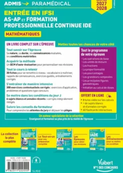 Entrée en IFSI Pour les AS-AP et formation professionnelle continue IDE - Mathématiques - Sélection 2027
