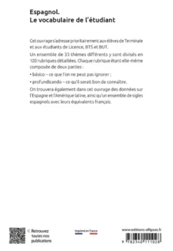 Espagnol - Le vocabulaire de l'étudiant