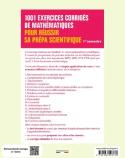 1001 exercices corrigés de Mathématiques - Pour réussir sa prépa scientifique - 1er semestre
