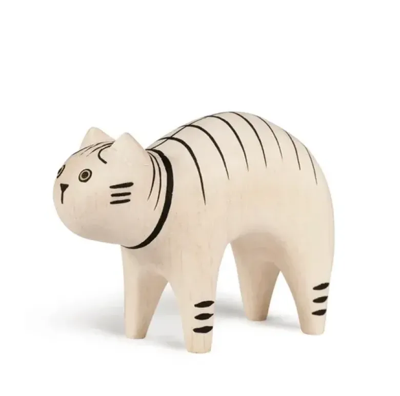 Figurine en bois - Chat tigré