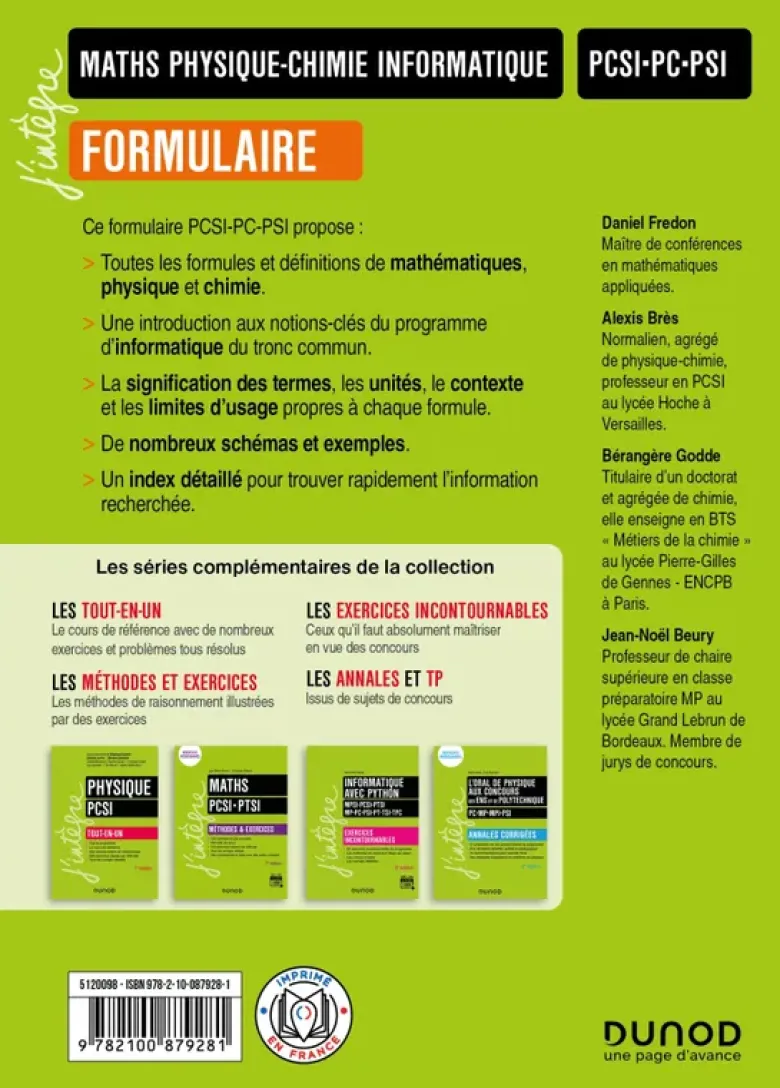 Formulaire PCSI-PC-PSI - 9e éd.