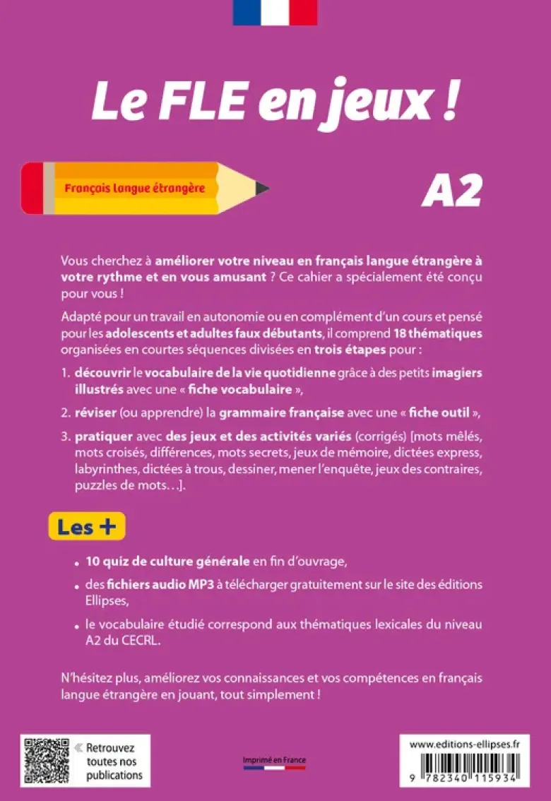 Français langue étrangère. Le FLE en jeux ! niveau A2