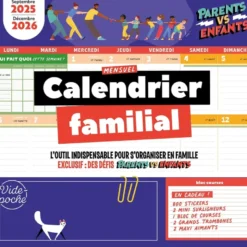 Grand calendrier familial mensuel 2025-2026