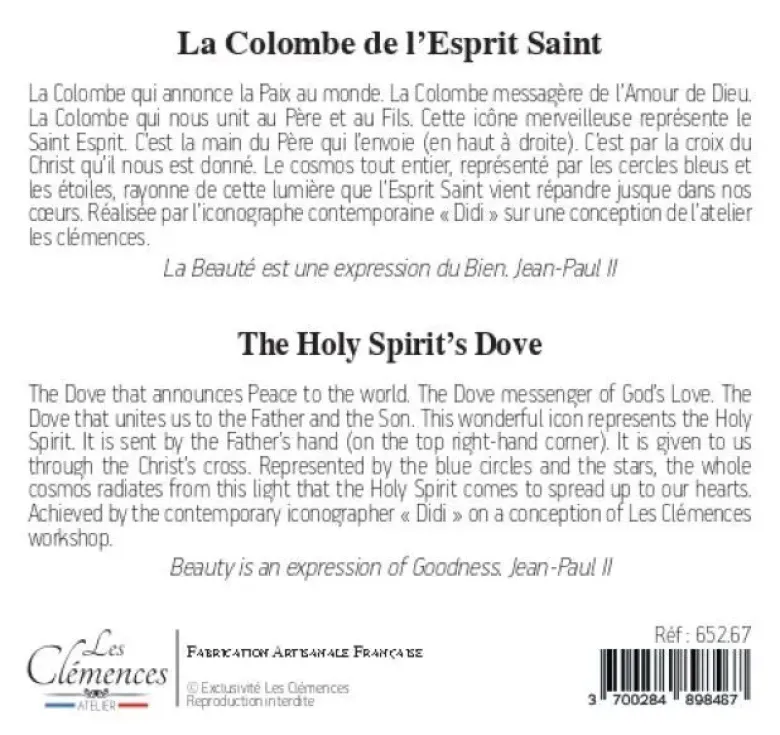 La Colombe de l'Esprit Saint - icône dorée à la feuille 18,1x18,1 cm - 652.67