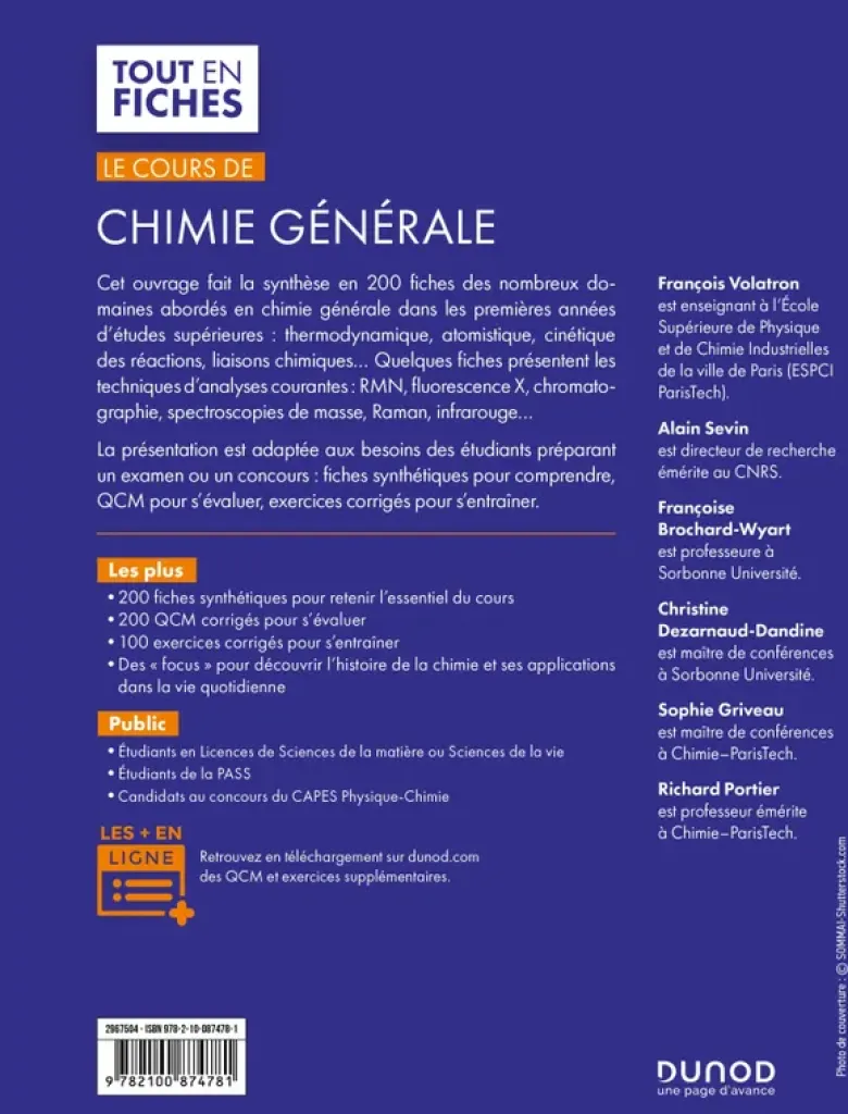 Le cours de chimie générale - 4e éd