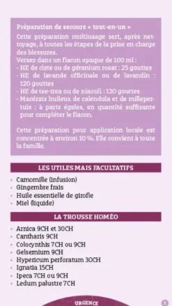 Les antisèches santé de Terre vivante : Trousses de soins naturels