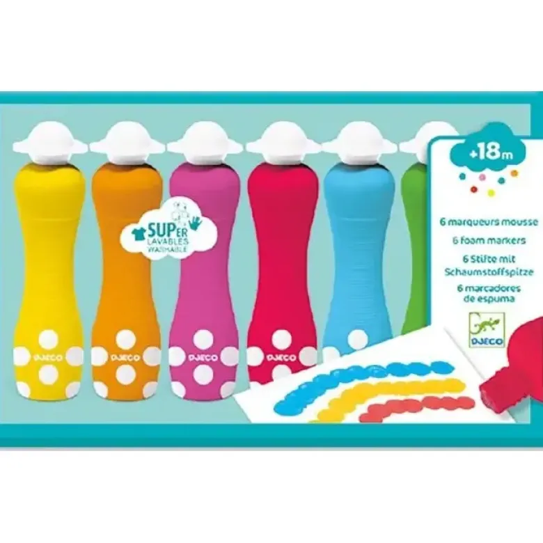 6 marqueurs mousse gros pois