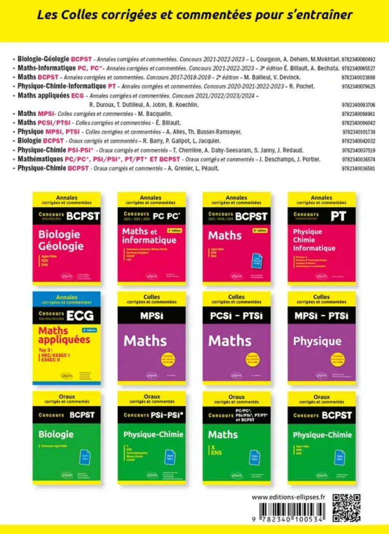 Maths appliquées. ECG1. Colles corrigées et commentées