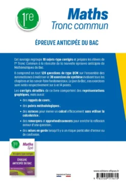 Maths Tronc commun - 1re - 10 sujets-type corrigés de l’épreuve anticipée du Bac
