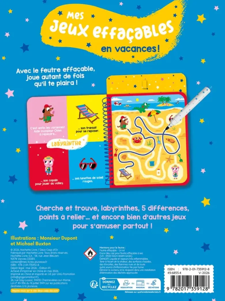 Mes jeux effaçables - en vacances !