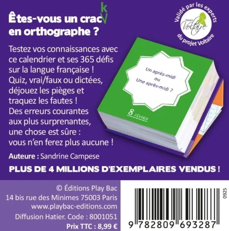 Mini Calendrier - 365 jours sans fautes !