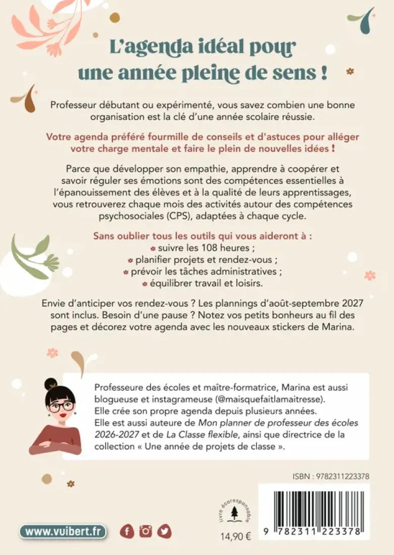 Mon Agenda de professeur des écoles 2026/2027