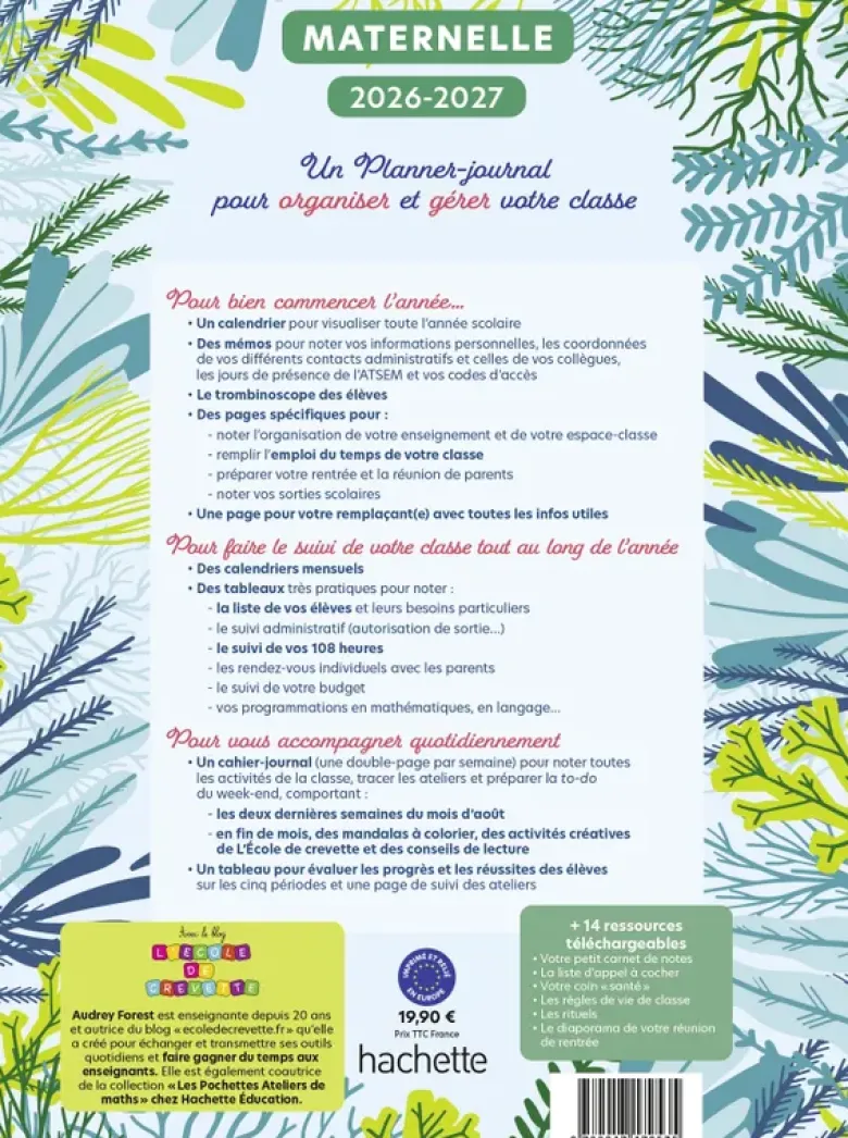 Mon planner journal de prof d'école Maternelle - Edition 2026-2027