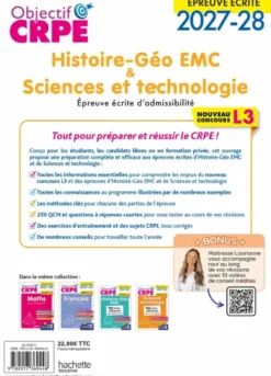 Objectif CRPE 2027-2028 - Histoire Géographie EMC, Sciences et technologie - Épreuve écrite - L3