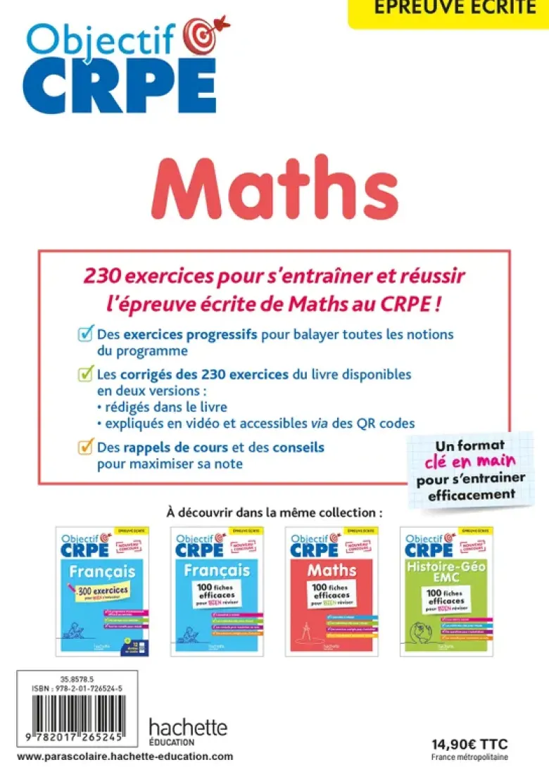Objectif CRPE 2027 - Maths - 230 exercices pour s'entrainer - ep. écrite d'admissibilité M2/L3