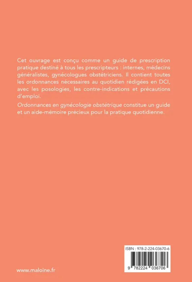 Ordonnances en gynécologie obstétrique 2024, 4e éd.