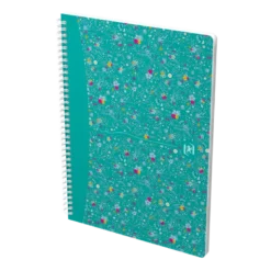 OXFORD Cahier Flowers B5 Petits Carreaux 5mm Margés 120 Pages Reliure Intégrale Couverture Carte Coloris Assortis