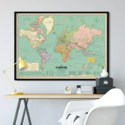 Planisphère XL du monde 2020 style vintage