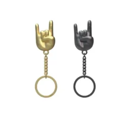 Porte-clés Rock hand Keyring - noir ou doré (aléatoire)