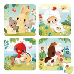 Puzzle Evolutif 6-9-12-16 pcs - Animaux de la Ferme