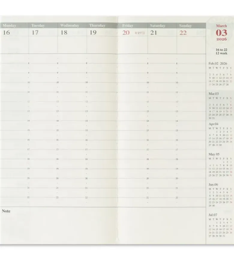 Recharge Agenda 2026 Semaine sur deux pages TRAVELER'S Notebook