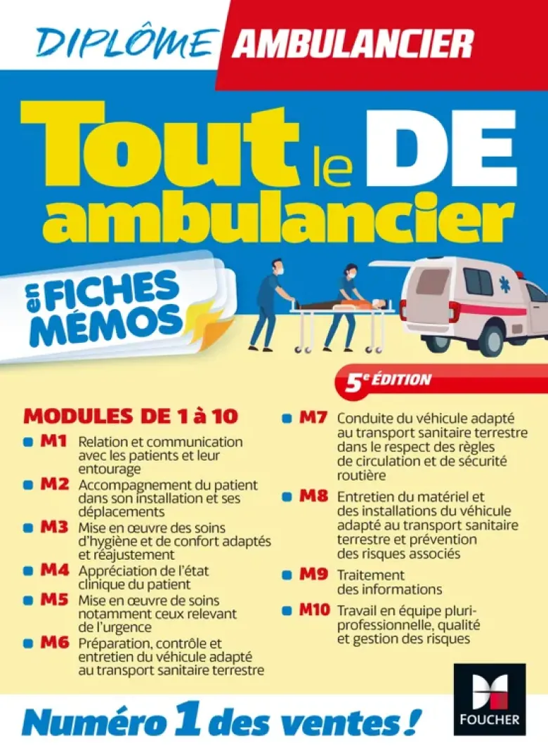 Tout le DE Ambulancier - DEA - Modules 1 à 10 en fiches mémos - Révision 5e éd