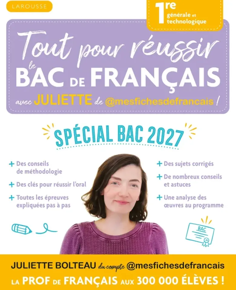 Tout pour réussir le bac de français avec Juliette de Mesfichesdefrançais !